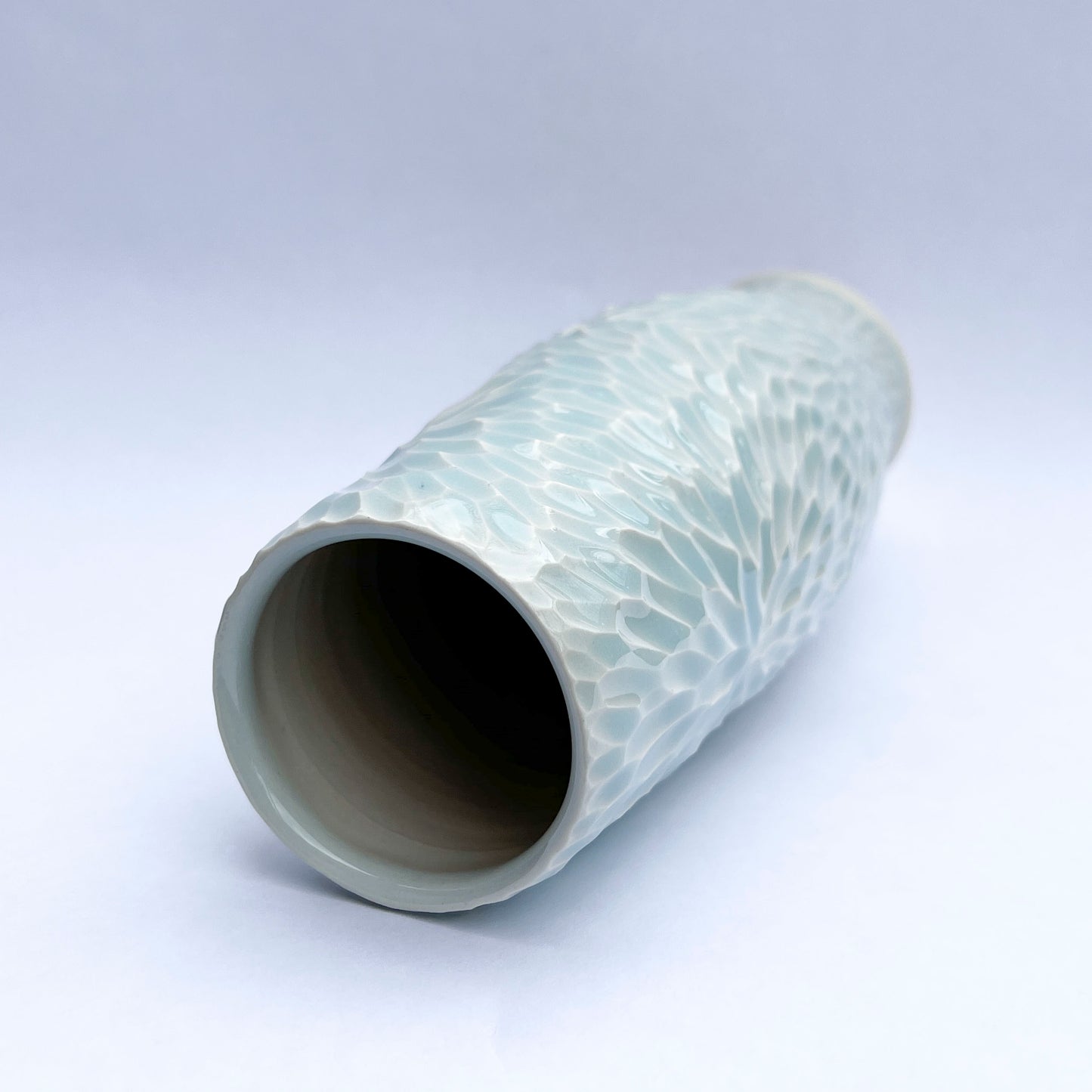 10.5 inch hand-carved porcelain vase, glacier celadon 2023-81