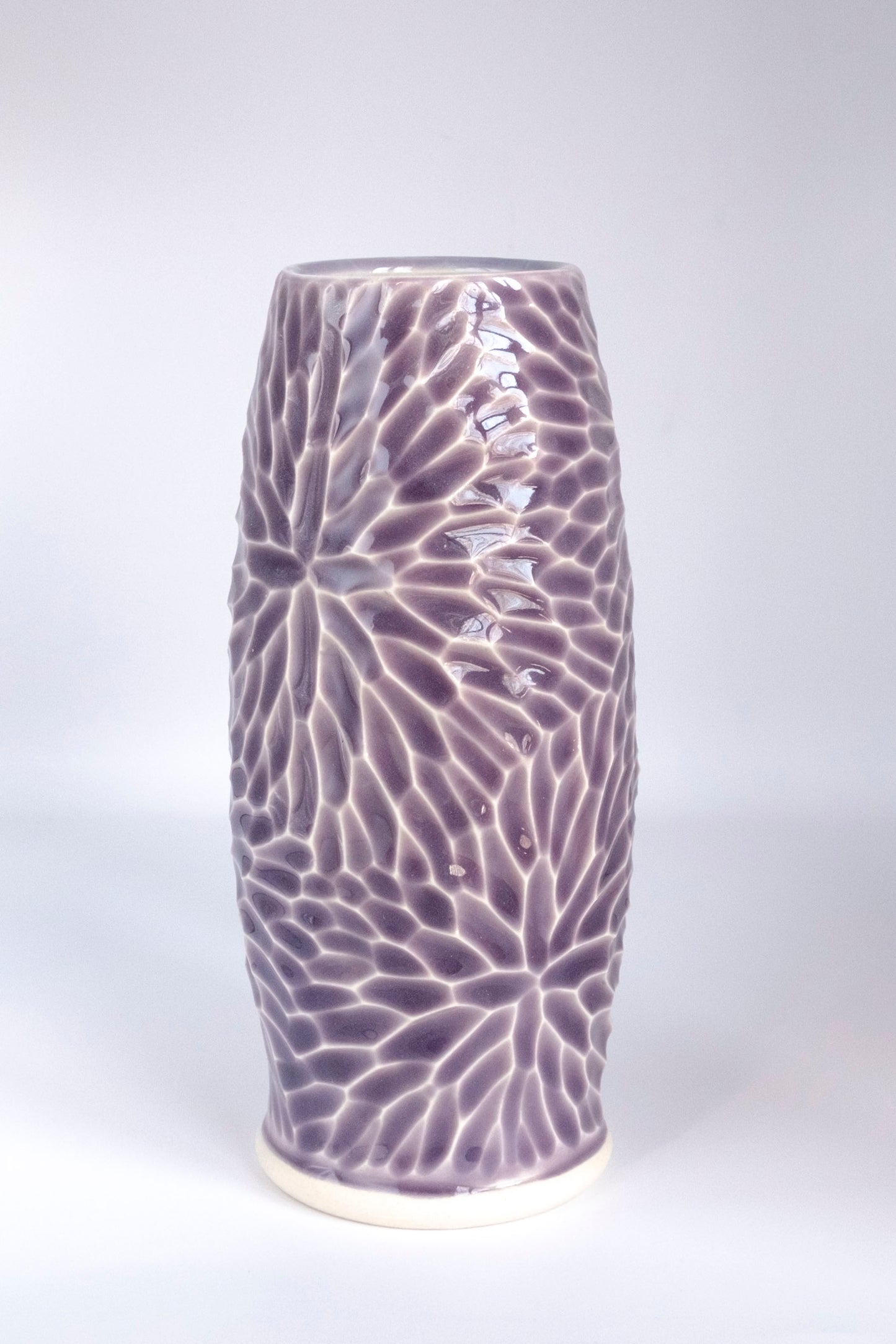 6.9 inch hand-carved porcelain vase, lavender celadon 2023-72