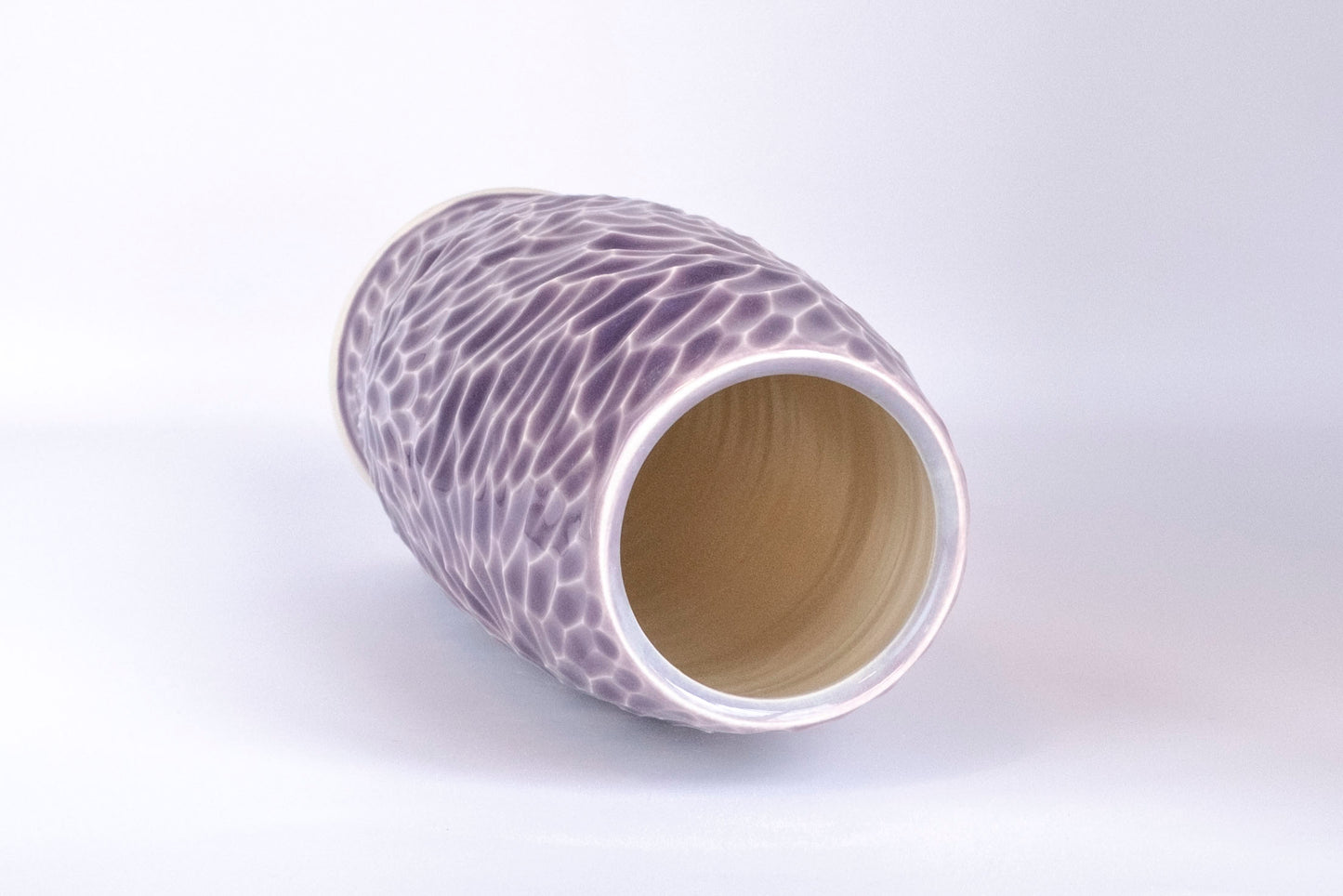 6.9 inch hand-carved porcelain vase, lavender celadon 2023-72