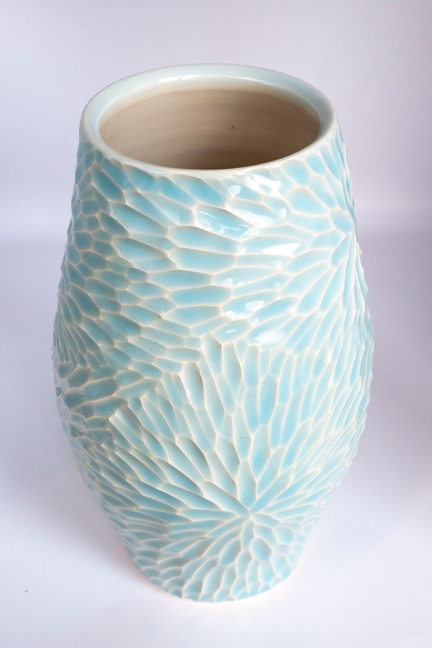 8.25 inch hand-carved porcelain vase, glacier celadon 2024-07