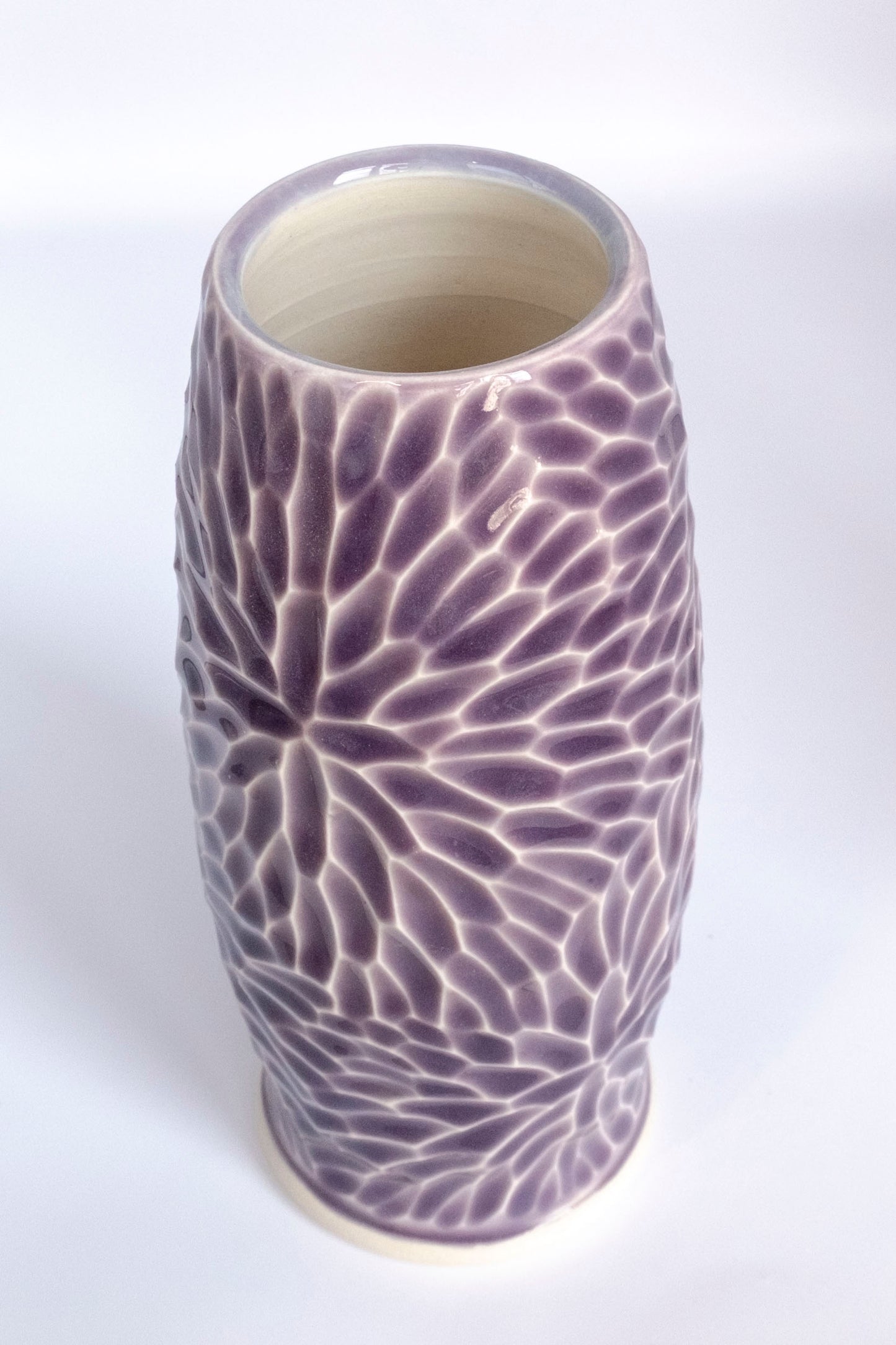6.9 inch hand-carved porcelain vase, lavender celadon 2023-72