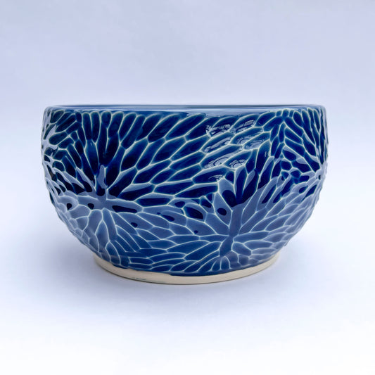 hand carved, porcelain bowl, downpour celadon 2023-29