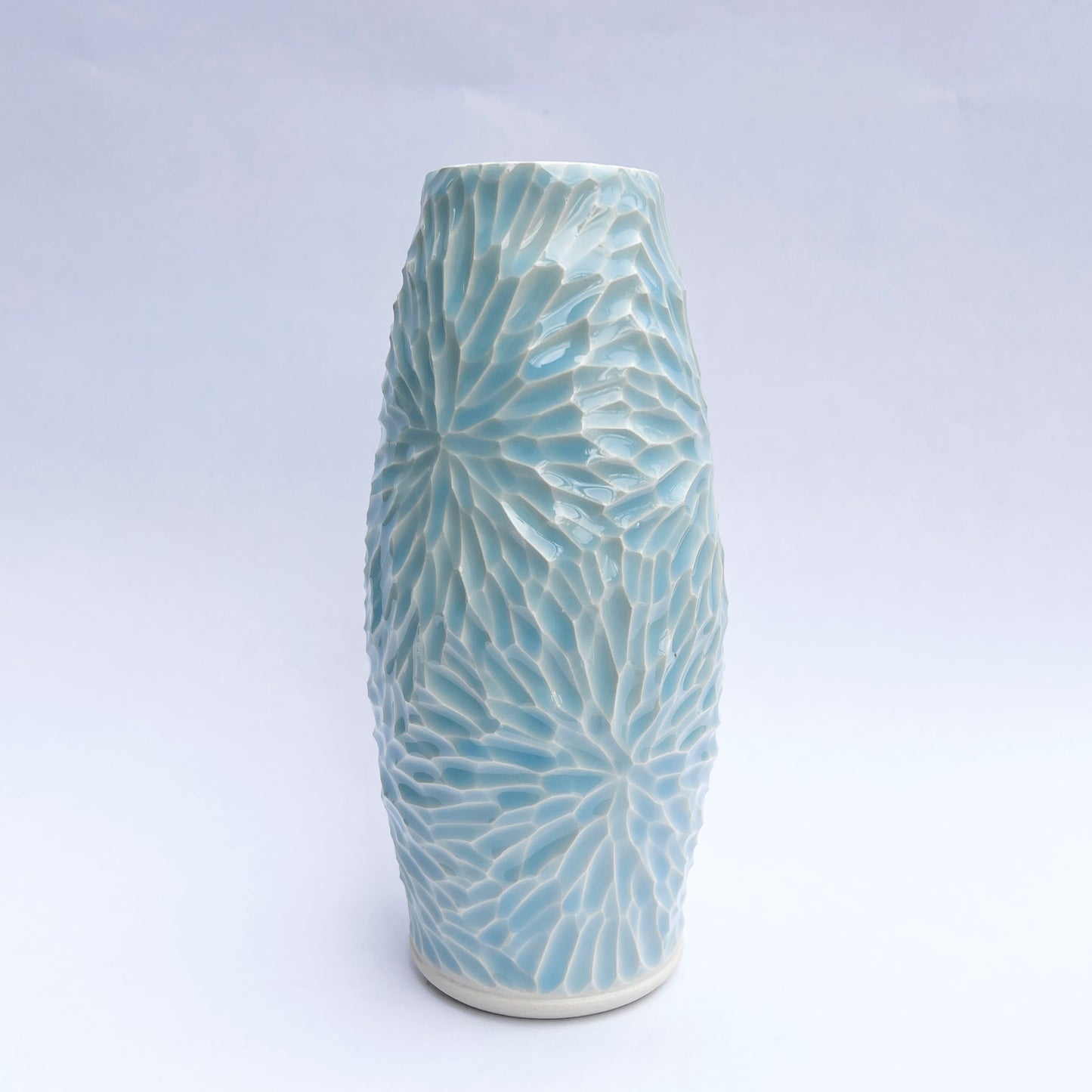 8.5 inch hand-carved porcelain vase, glacier celadon 2023-93