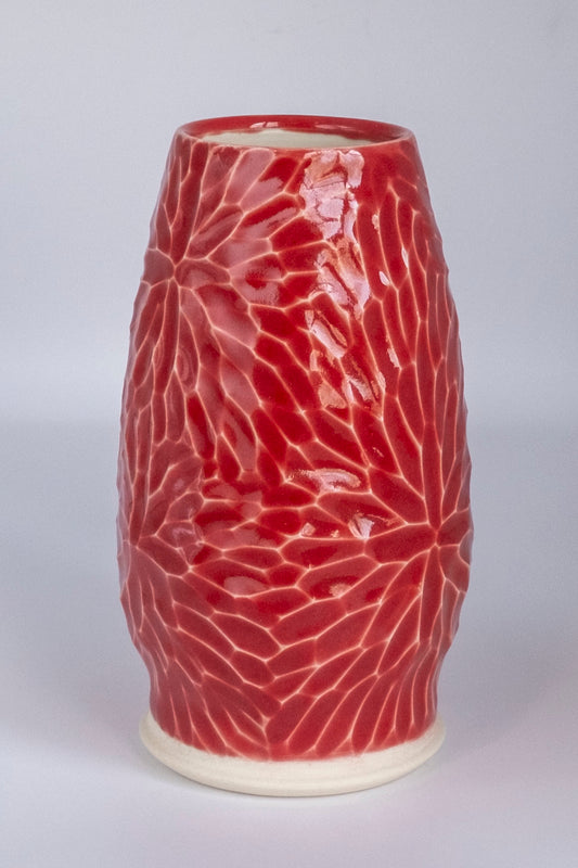 4.75 inch hand-carved porcelain vase, snapdragon celadon