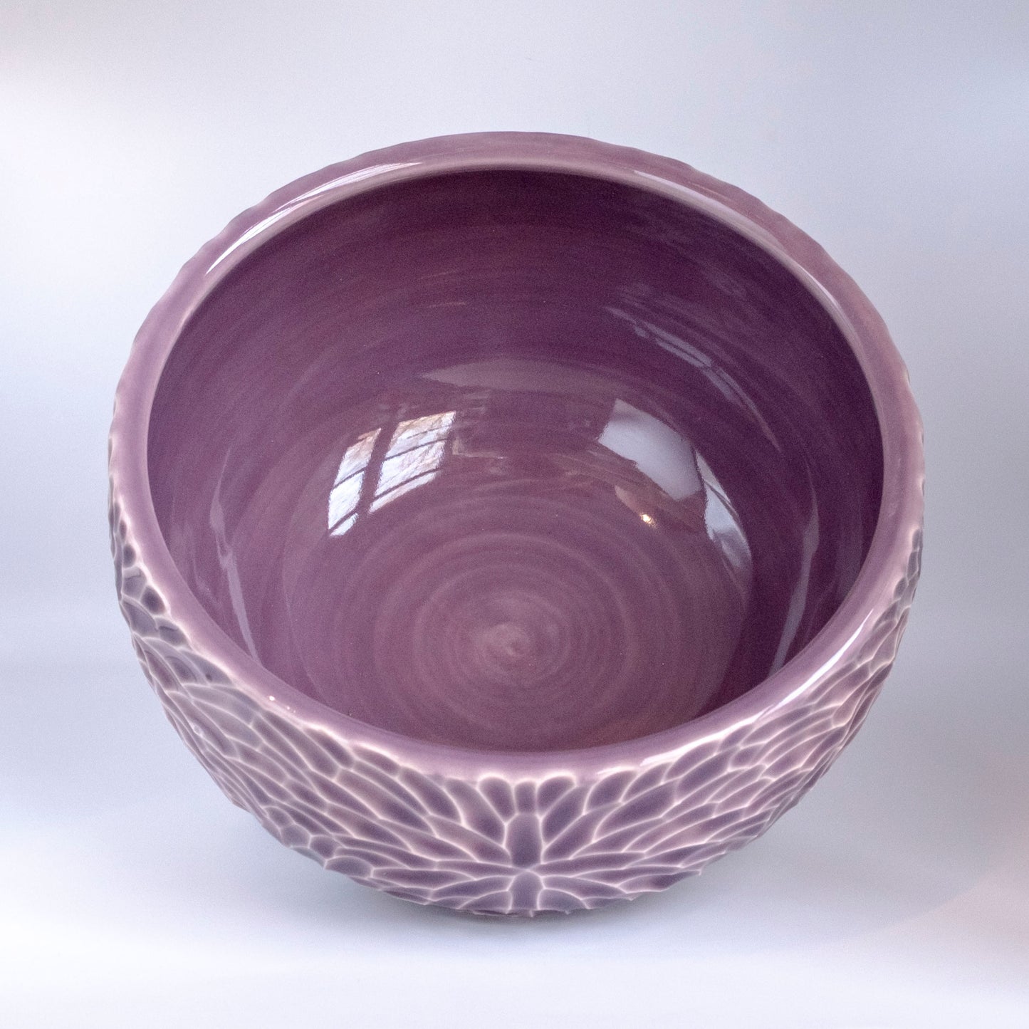hand carved porcelain bowl, lavender celadon 2023-28