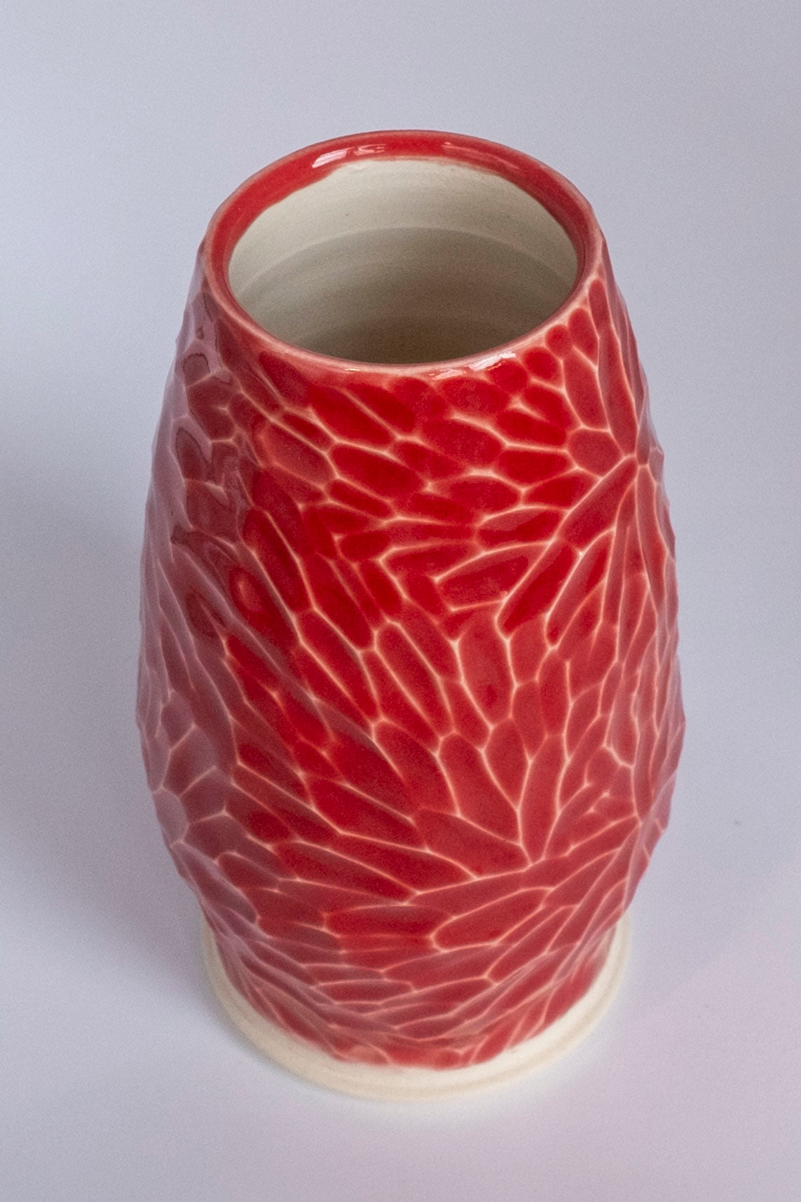 4.75 inch hand-carved porcelain vase, snapdragon celadon