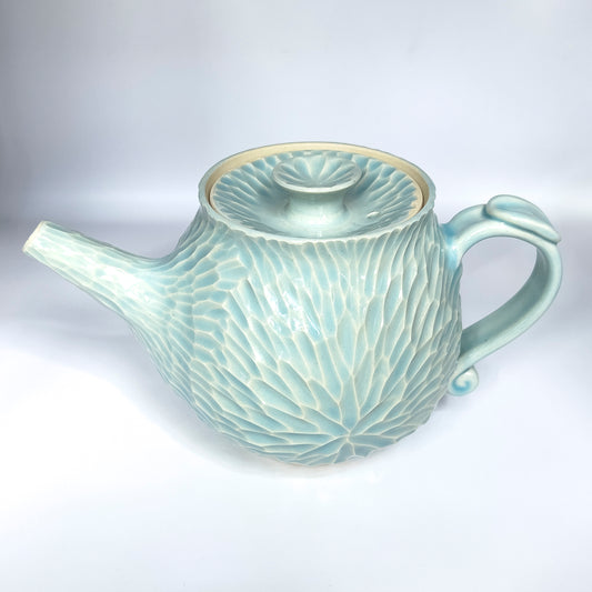 hand carved porcelain teapot, glacier celadon