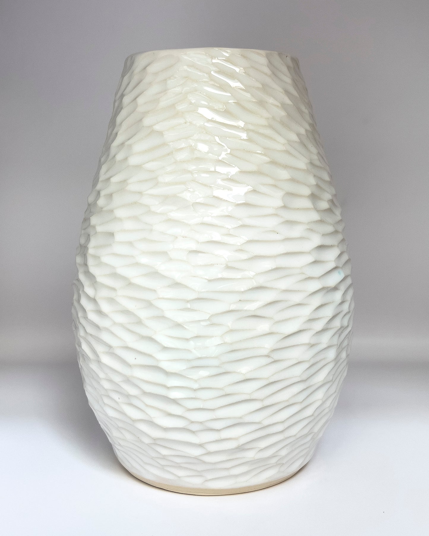 7.5 inch hand-carved porcelain vase, snow celadon
