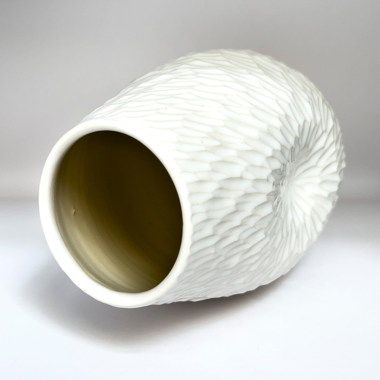 7.5 inch hand-carved porcelain vase, snow celadon