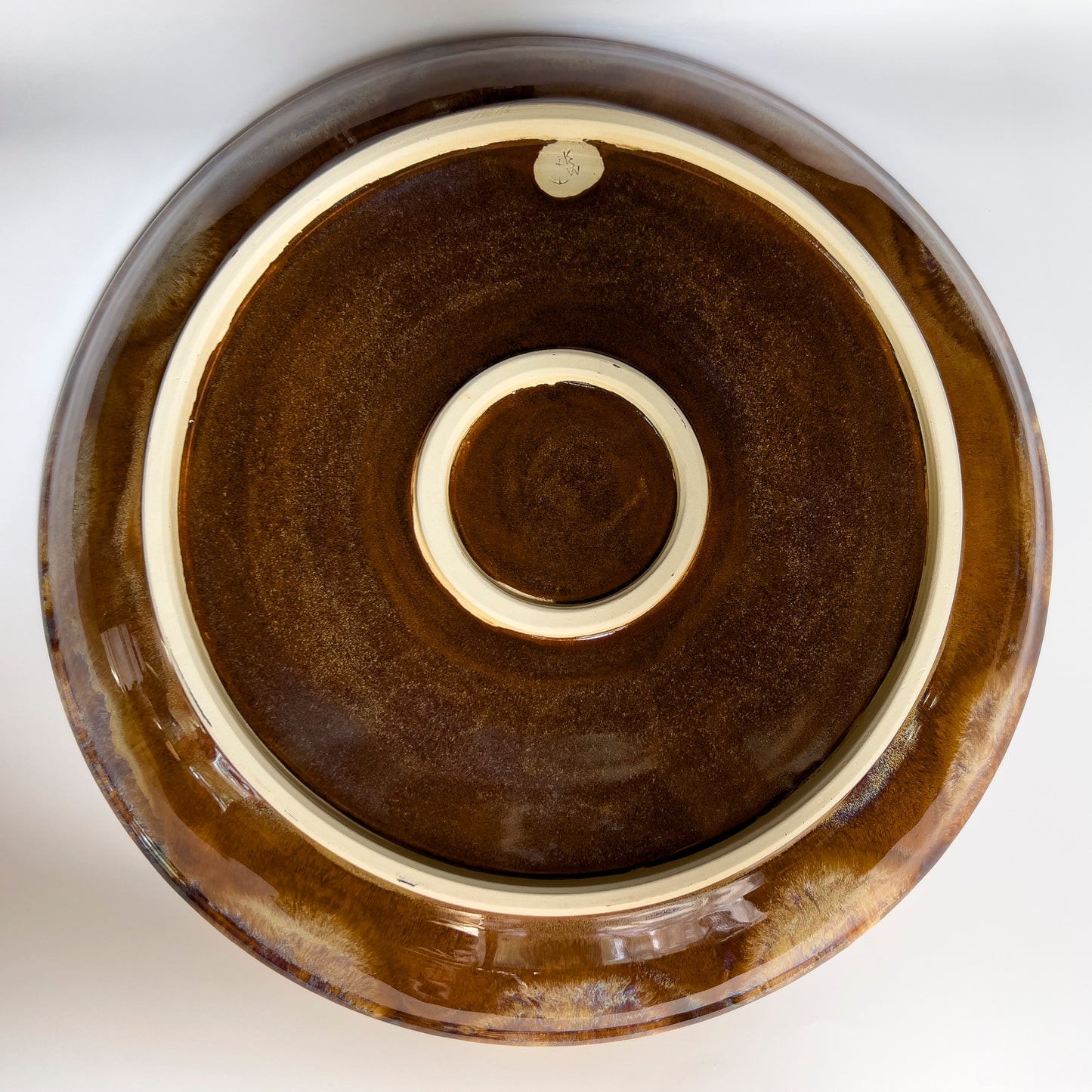 porcelain serving bowl, tortoise shell-inspired glaze
